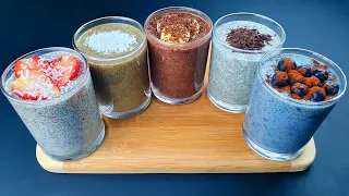 These 5 chia puddings will drive you crazy! Desserts in a glass! Sugar free!