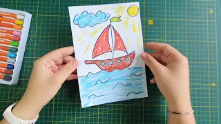 Як намалювати човник. Малювання для дітей 4-8 років,  Листівка Човник, відео урок малювання