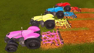 TRACTORS vs CULTIVATORS! | AUTONOMOUS TRACTORS and MULTICOLOR JOB! Farming Simulator 19