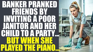 Banker Pranked Friends, Inviting A Poor Cleaner & Her Kid To A Party. But When She Played The Piano.