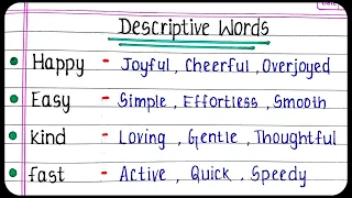 Descriptive words writing in English | descriptive words for writing | english lessons