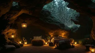 Cozy Forest Cave House ambience with Rain and Thunder Bliss