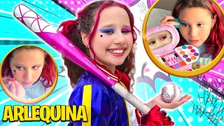 ME TRANSFORMEI NA ARLEQUINA maquiagem para Halloween - Valentina