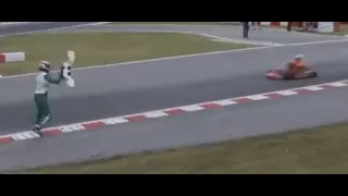 FIA Karting World Championship - Luca Corberi throws his front bumper at moving kart