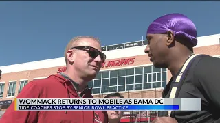 Alabama head coach Kalen DeBoer talks Kane Wommack, reunites with Washington players in Mobile
