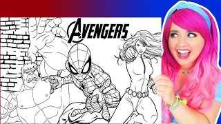 Coloring Marvel Avengers Coloring Pages | Black Widow, The Hulk & Spider-Man | Markers & Pencils