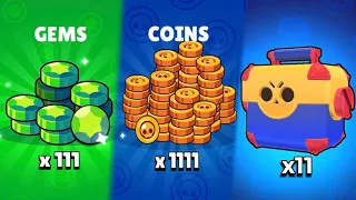 11x Mega Box, 111 Gems & 1111 Coins || Brawl Stars