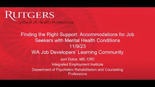 FCS: Finding the Right Support: Accomodations for Job Seekers with Mental Health Conditions