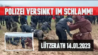 Lützerath: Polizei steckt im Schlamm fest! (14.01.2023)