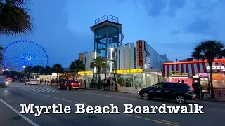 Myrtle Beach Boardwalk - Full Walk-Through As Distant Storm Approaches