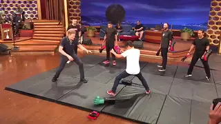 Conan and Steven Ho rehearse stunts