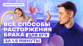 Все способы расторжения брака за 1,5 минуты | Обществознание ЕГЭ