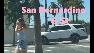Driving G St San Bernardino Girls Walk the Blade 4K - Part I