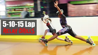 Inline Speed Skater Visits Stardust Speed Skating Practice | 15 - 10 - 5 Lap Relay Skating Drills