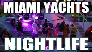 YACHTS LIFESTYLE AT NIGHT!!! ( PARTY YACHTS ) | MIAMI BEACH | MIAMI RIVER | DRONEVIEWHD