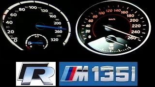 BMW M135i vs VW GOLF 7 R Acceleration 0-200 Onboard Sound Comparision Test Drive Autobahn