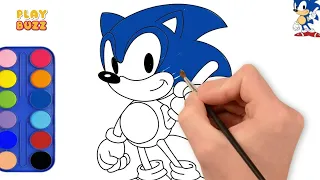 Sonic Drawing & Coloring for Kids | Rita och Måla Sonic för Barn.