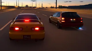 Gran Turismo 7 - ALL MOTOR Nitrous Hondas go Head to Head! Integra vs EK Hatch, 40 Roll!