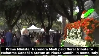 PM Modi Pays Floral Tribute To Mahatma Gandhi’s statue In Rome, Italy || G20 Summit