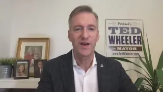 Portland Mayor Ted Wheeler speaks after winning reelection