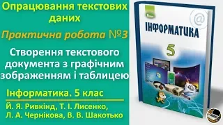 Практична робота №3.Створення текстового документа з графічним зображенням і таблицею|5 клас|Ривкінд