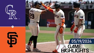 San Francisco Giants vs Colorado Rockies GAME HIGHLIGHTS May 19, 2024 | MLB Highlights 2024