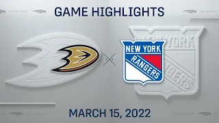 NHL Highlights | Ducks vs. Rangers - Mar. 15, 2022