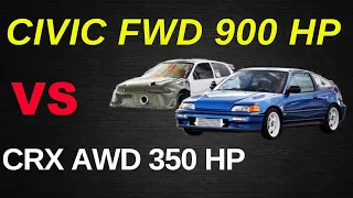 CRX K20 TURBO AWD vs CIVIC B18 TURBO FWD