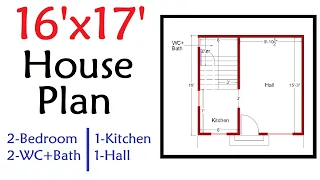 16x17 House Plan | 16 by 17 Ghar Ka Naksha | 272 sq ft Home Design | Makan 16*17