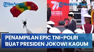 Jokowi Kagum Tak Berhenti Senyum & Tepuk Tangan di Momen Epic TNI-Polri dalam Aksi Terjun Payung