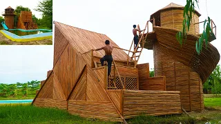 30 Day Complete Building Beautiful Bamboo Private Resort With Pool And Slide Using Hand Tools