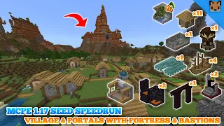 Minecraft PE 1,17 Seed Speedrun - Village & mountain mesa plateau / portal with fortress & bastions