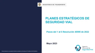 PASOS DEL 1 AL 5 RESOLUCIÓN 40595 DE 2022 PLANIFICACIÓN DEL PESV FASE 1