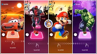 TILES HOP PARTY EDM RUSH ⚜️ CARS 🆚 DEADPOOL 🆚 SUPER MARIO 🆚 HULK - COFFIN DANCE 🔥