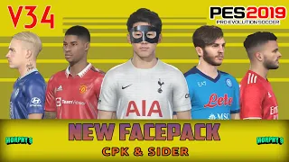 PES 2019 | NEW FACEPACK V34 CPK & SIDER VERSION | FACE MIXED