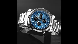 Мужские наручные часы кварцевые круглые гарантия 12 месяцев Skmei 1389 Silver-Black-Blue