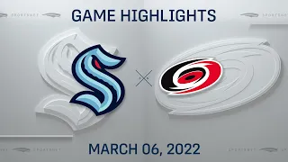 NHL Highlights | Kraken vs. Hurricanes - Mar. 6, 2022