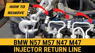 How to remove injector diesel return line BMW N57 M57 N47 M47 drip pipe fuel leak off overflow pipes