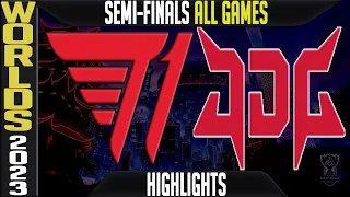 T1 vs JDG Highlights ALL GAMES | S13 Worlds 2023 Semi-finals | T1 vs JDG Esports