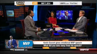 ESPN First Take  Kevin Durant gives emotional MVP speech