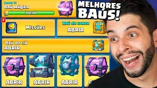 ABRI DE UMA VEZ TODOS OS MELHORES BAÚS GRÁTIS DO CLASH ROYALE!