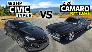 550hp Civic Type R vs "500hp" '69 Camaro Z/28 // HONDA vs HATERS