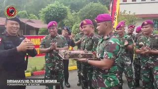 PRAJURIT YONMARHANLAN IV BERIKAN KEJUTAN UCAPAN HUTKE -78 KORPS BRIMOB DI MAKO SATBRIMOB POLDA KEPRI