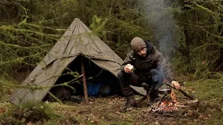 2 DAY SOLO BUSHCRAFT  in an Enchanted Forest - Canvas Tent (MOSS FOREST CAMP)