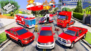 GTA 5 - Stealing Emergency FIRE Department Vehicles with Michael! (Real Life Cars #85)