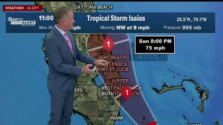 11 p.m. weather update for Tropical Storm Isaias