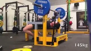 Bench Press 145kg/320lb @ 81.3kg/179lb