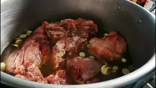 Wild Boar Meat Cooked in Charcoal