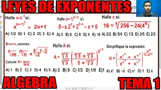 LEYES DE EXPONENTES (NIVEL INTERMEDIO- AVANZADO) ALGEBRA PROBLEMAS RESUELTOS