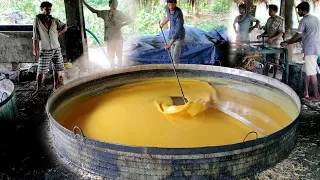 Biggest Jaggery Making Process  From Sugarcane Juice | Making Of Gurr | Bellam Making | Panela